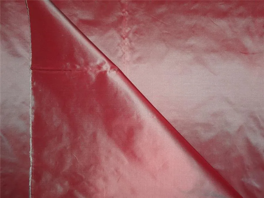 100% Pure Silk Taffeta Fabric Cherry Red x Peach colour 60&quot; wide TAF278[10]