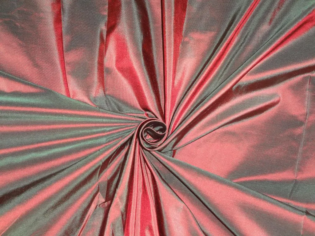 100% Pure SILK TAFFETA FABRIC Iridescent Orange x Green colorTAF200[1]