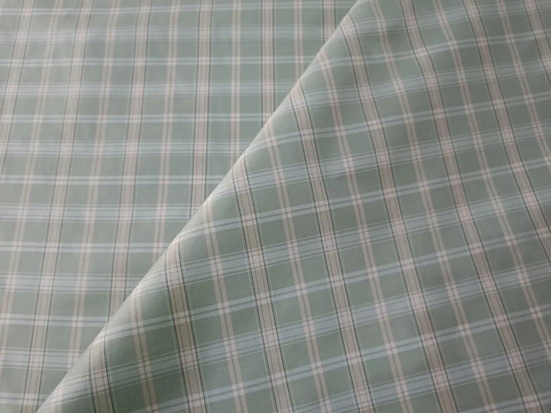 100% PURE SILK TAFFETA FABRIC PLAIDS mint and cream 54" wide TAFNEWC3[2]ROLL