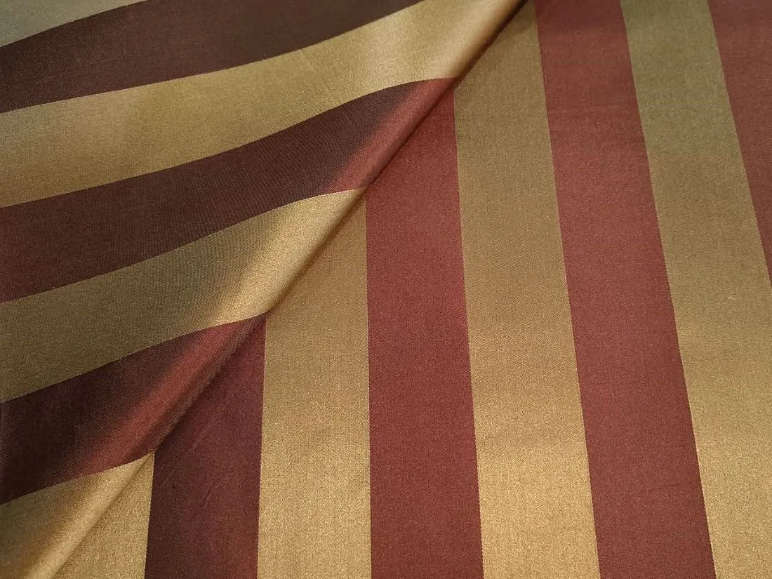 100% Silk Taffeta dusty golden red and gold colour jacquard stripe 54" wide TAF#NEWS6[1]]