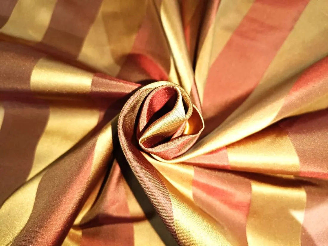 100% Silk Taffeta dusty golden red and gold colour jacquard stripe 54" wide TAF#NEWS6[1]]