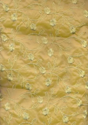 100% Silk taffeta EMBROIDERED SELF GOLD FLORAL TAFE1