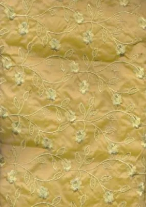 100% Silk taffeta EMBROIDERED SELF GOLD FLORAL TAFE1