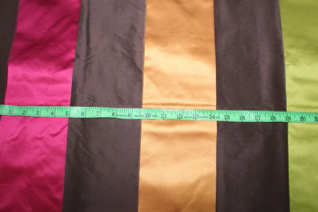 100% Silk Taffeta Fabric olive/brown/pink and sandalwood color satin stripes54&quot; TAFS159[1]