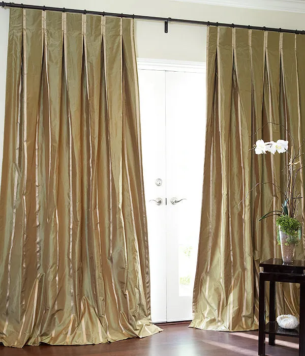 100% Silk Taffeta Fabric shades of gold with satin stripes 54" TAFS63