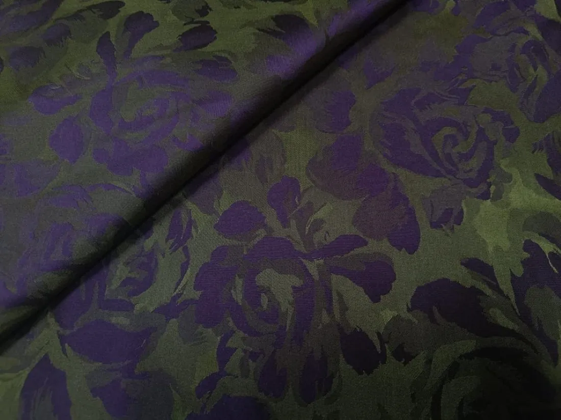 100% Silk Taffeta Jacquard Fabric purple and green floral  54" wide TAFJACNEW8