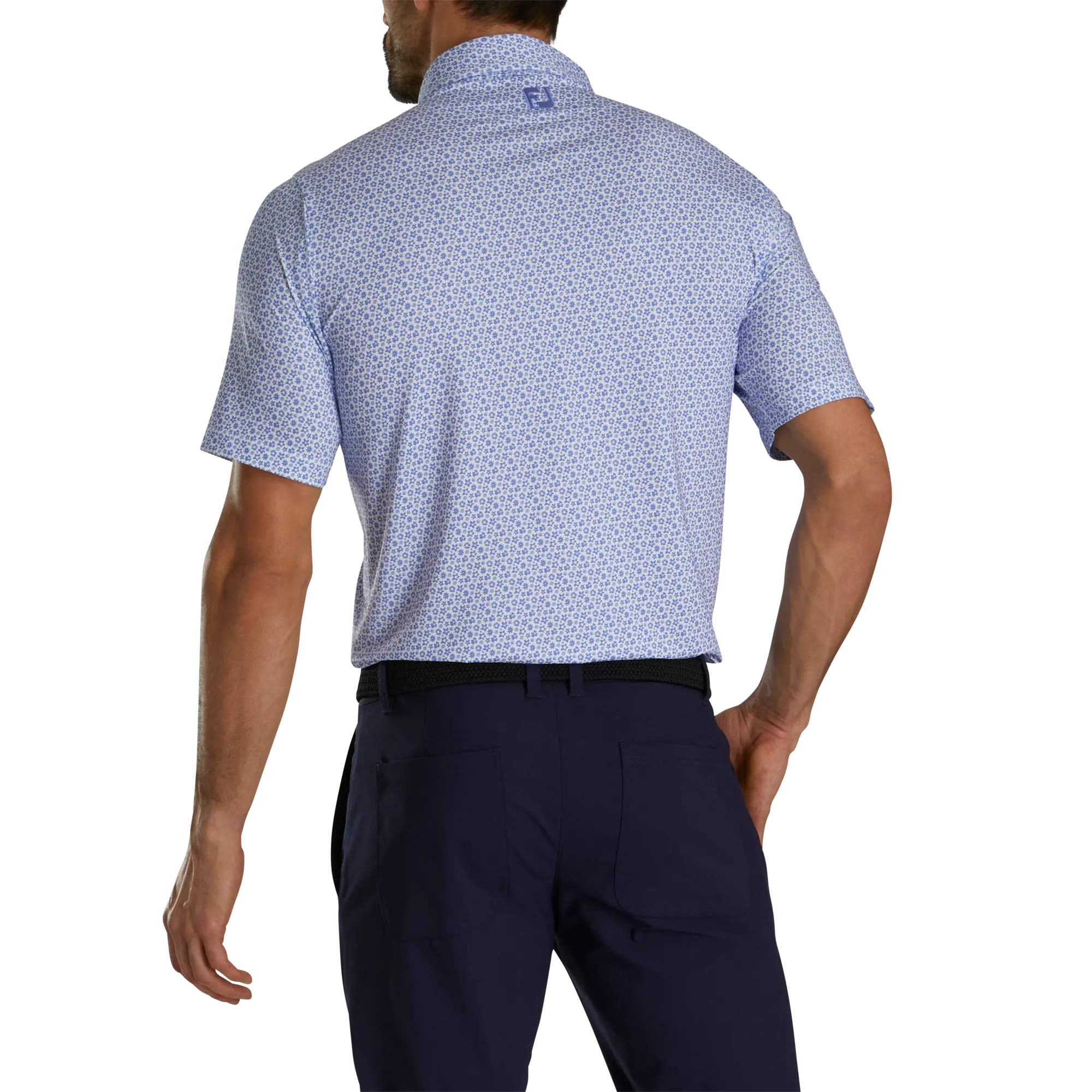 2024 FootJoy Micro Floral Print Polo - Blue Violet / White