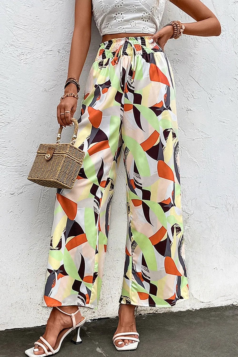 Abstract Wide Leg Resort Vacation Pants