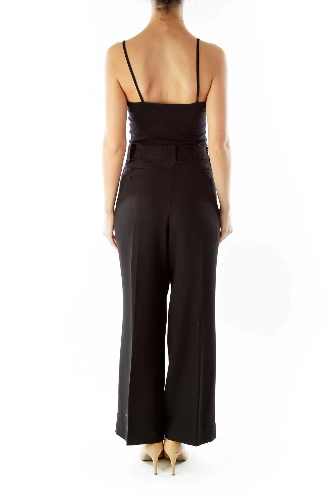 Black Pocketed Wide Leg Pants