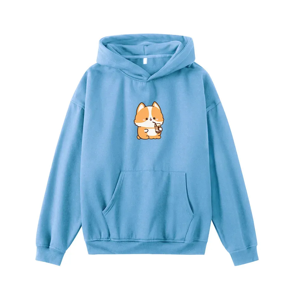 Boba Lovin Corgi Oversized Soft Hoodies