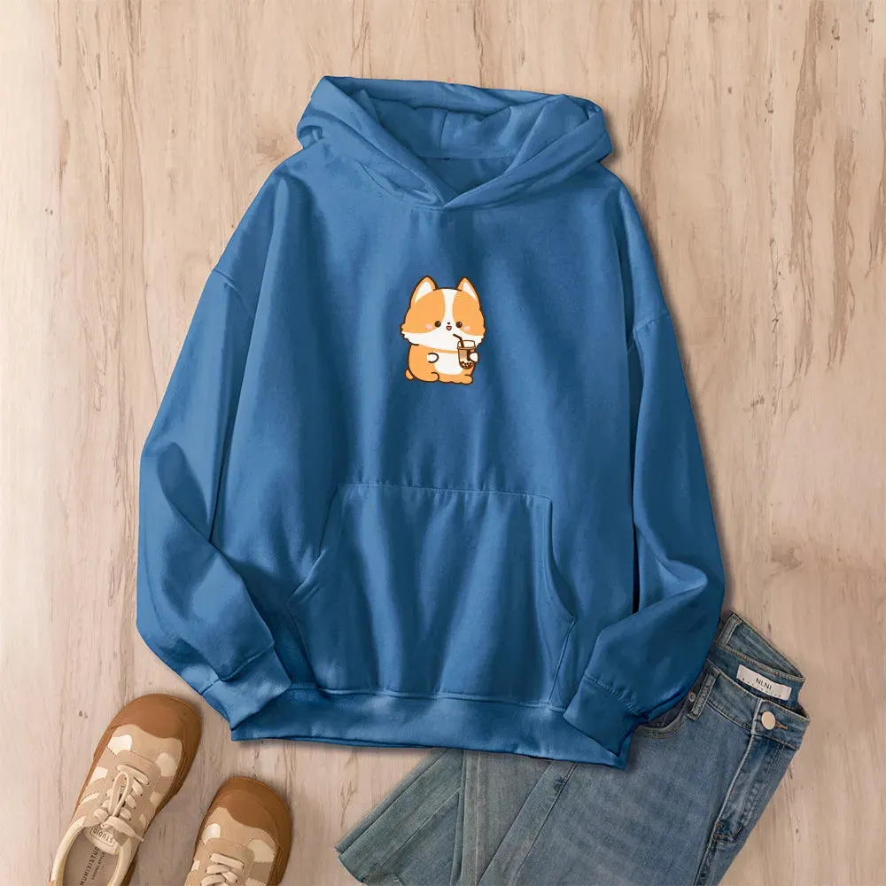 Boba Lovin Corgi Oversized Soft Hoodies