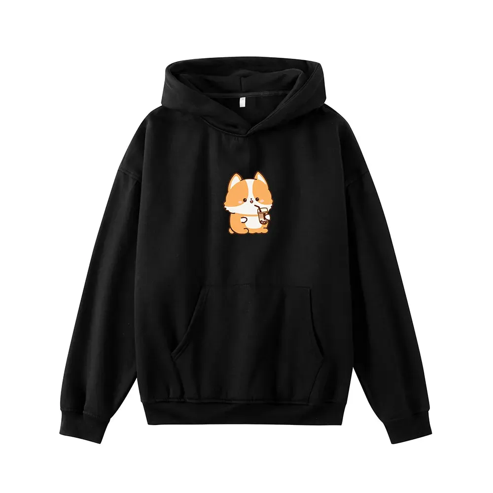 Boba Lovin Corgi Oversized Soft Hoodies