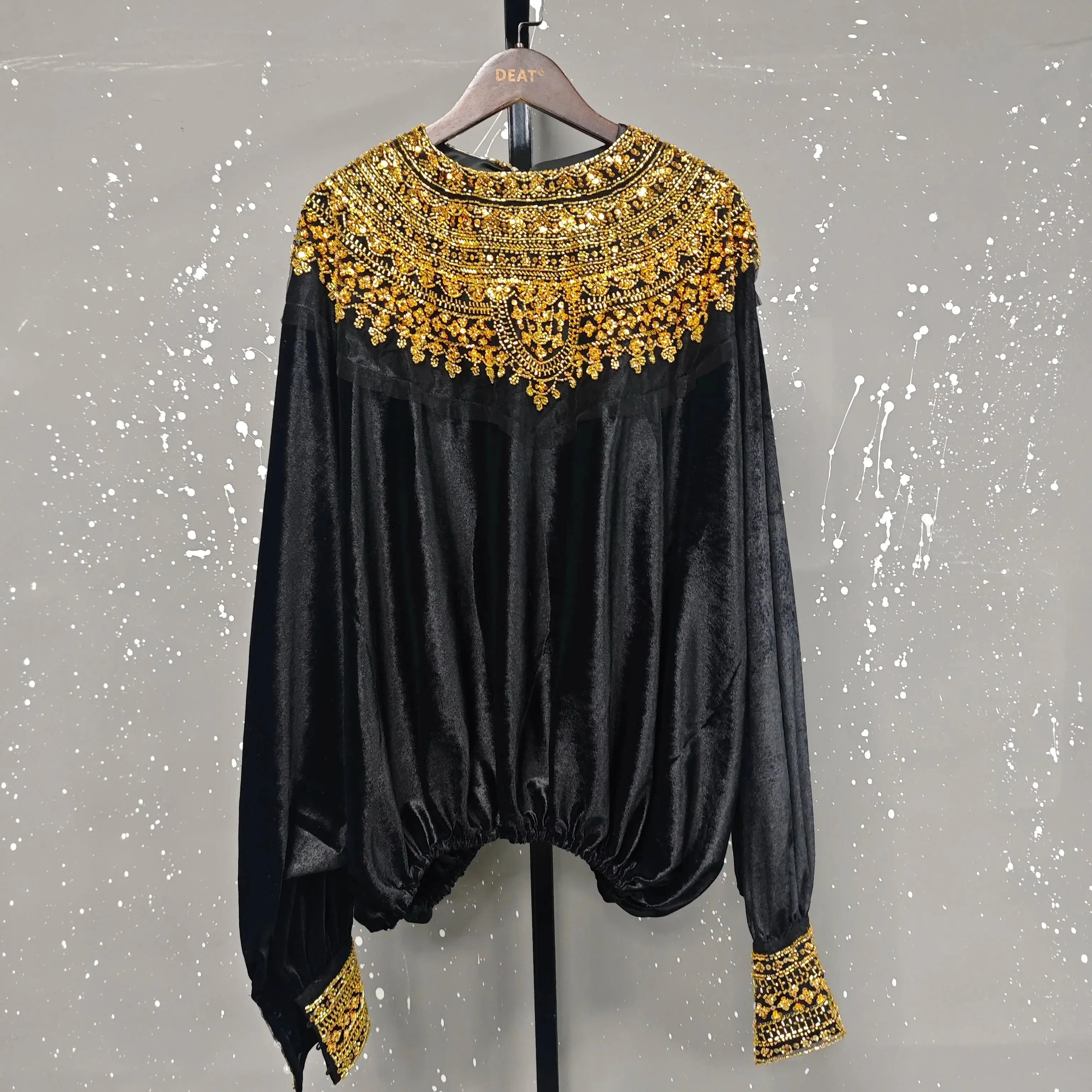 Bridget Sequin Embroidery Velvet Blouse