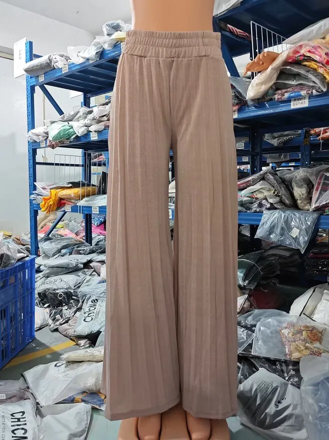 Casual High Waist Pleated Wide Leg Pants Plain Spring & Summer Fashion Elegant Women's Trousers Daily Lady Pants