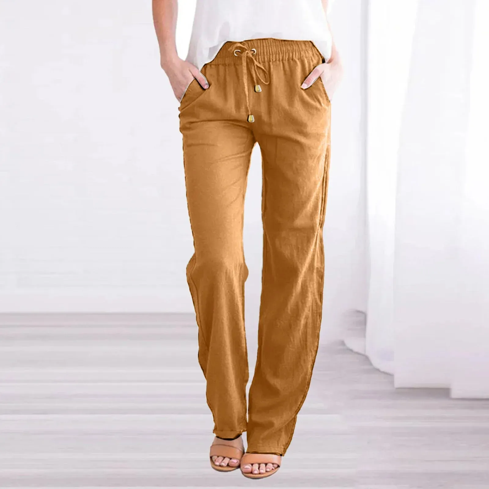 Casual Wide Leg Linen Pants