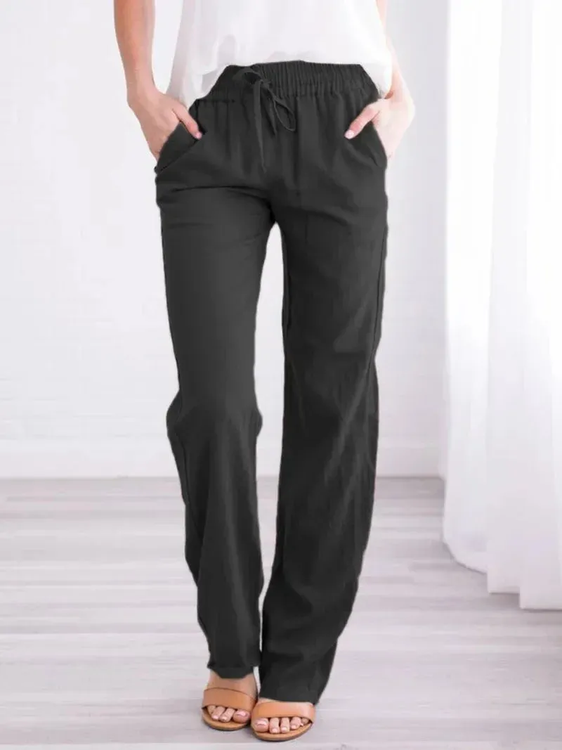 Casual Wide Leg Linen Pants