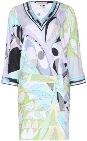 Color-Block Printed Jersey Silk Dress