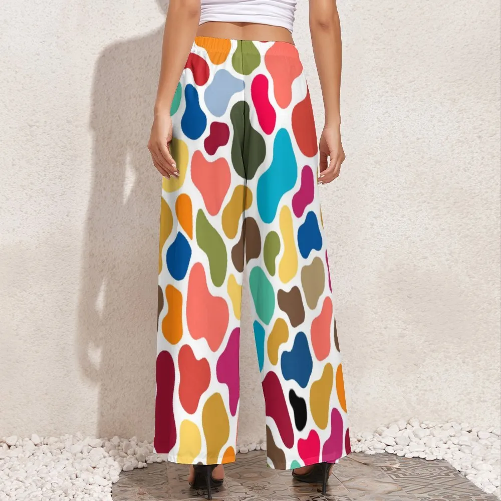 Colorful Giraffe Wide-Leg Pants Wide leg pants