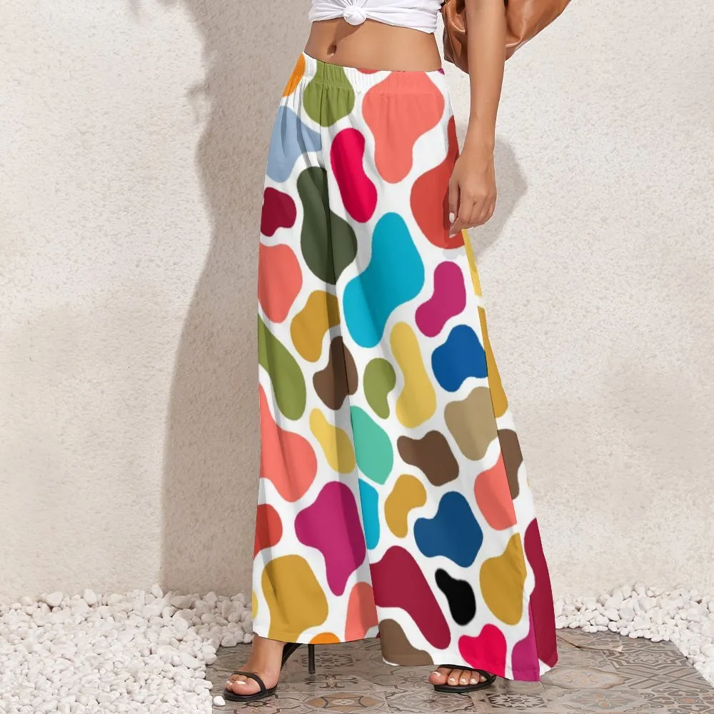 Colorful Giraffe Wide-Leg Pants Wide leg pants