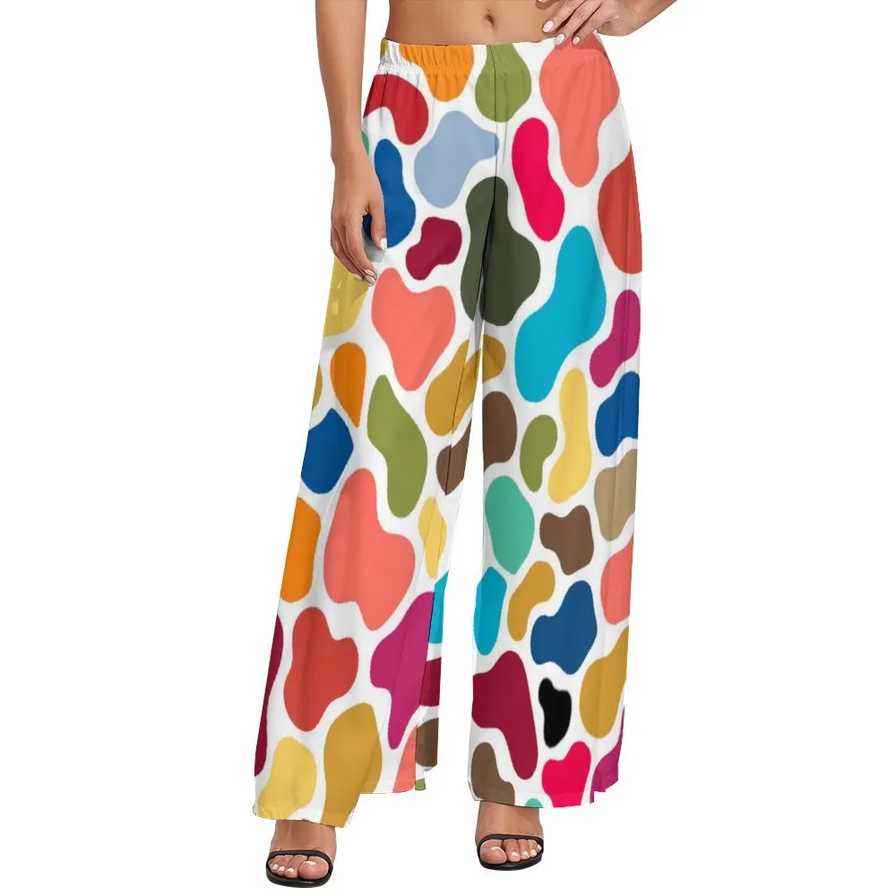 Colorful Giraffe Wide-Leg Pants Wide leg pants