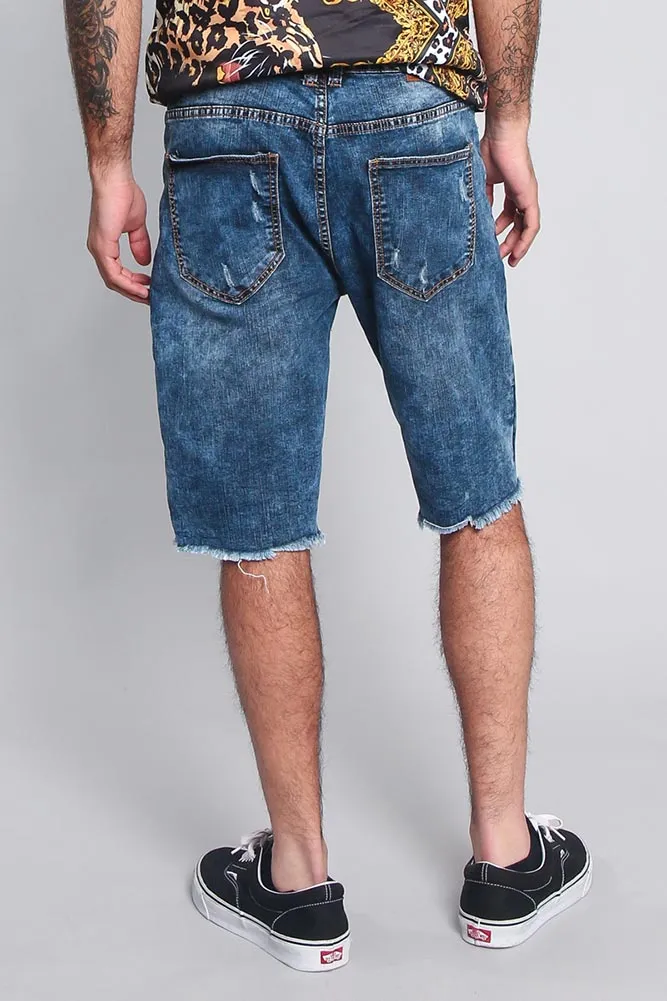 Distressed Illusion Denim Shorts