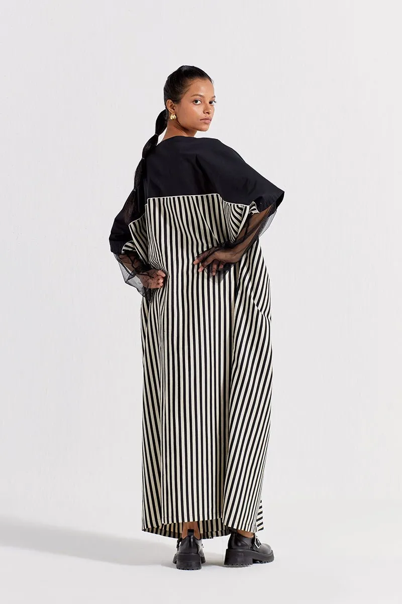 Drawstring Kaftan - Black Stripe