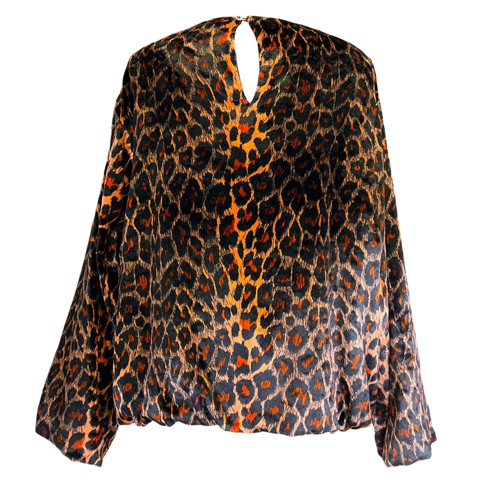 Dries Van Noten Black / Orange Leopard Printed Velvet Top