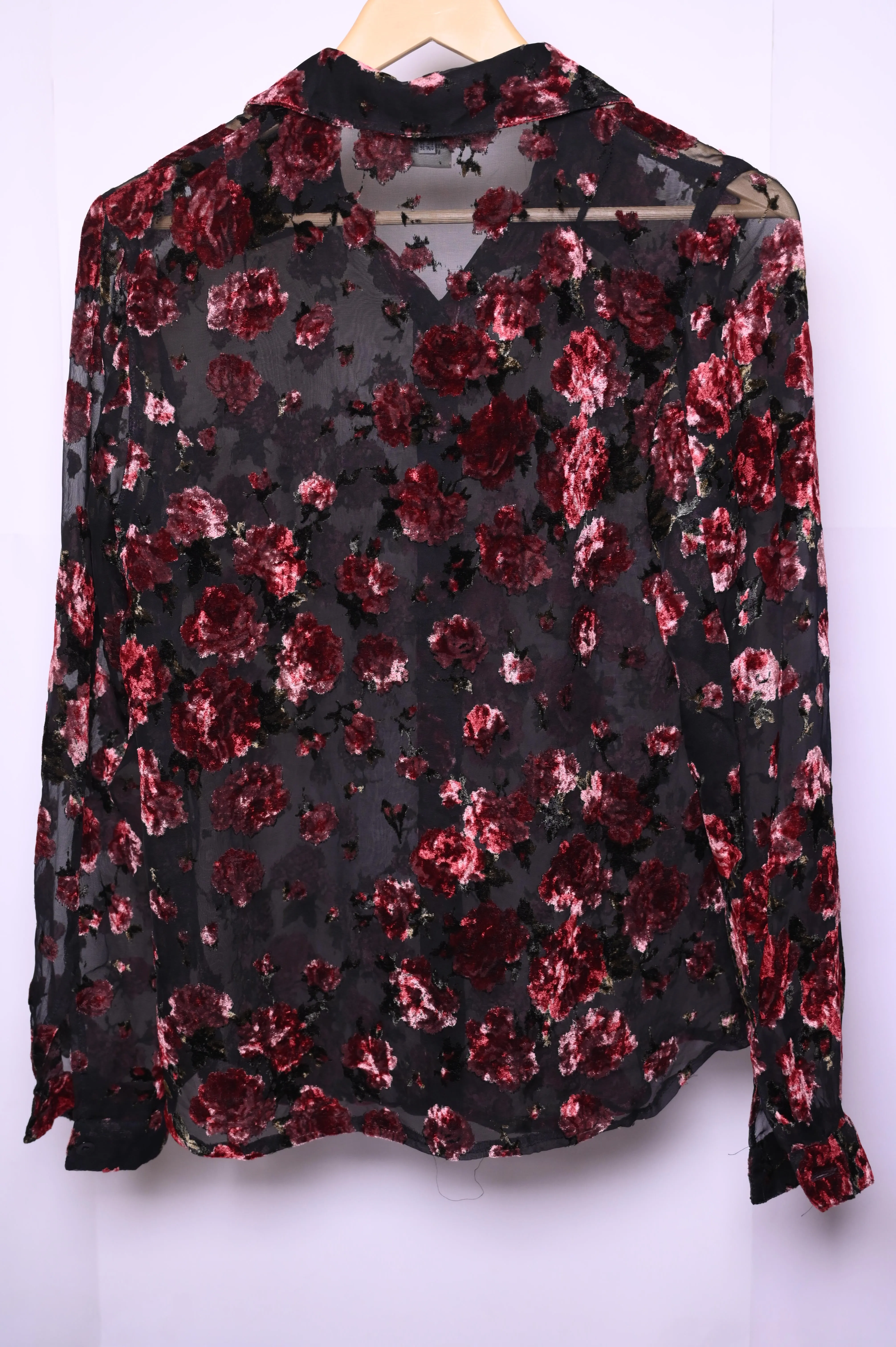 For You Black Velvet Roses Blouse