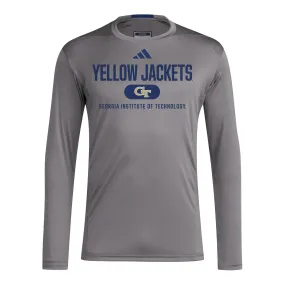 Georgia Tech Yellow Jackets Adidas D4 Training Long Sleeve Grey T-Shirt