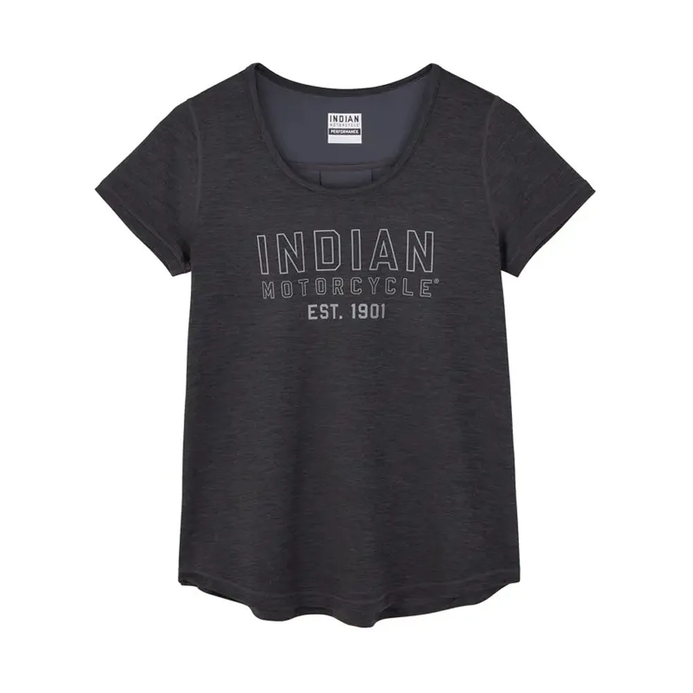 Indian Motorcycle Womens Outline Logo Athlete T-Shirt Gray