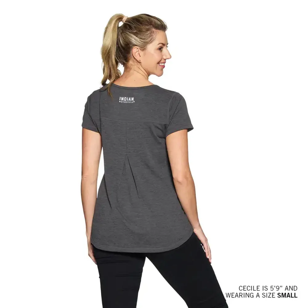 Indian Motorcycle Womens Outline Logo Athlete T-Shirt Gray