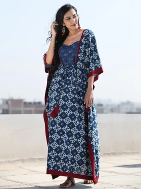 Indigo Off White Hand Block Printed Kaftan - K117F1117