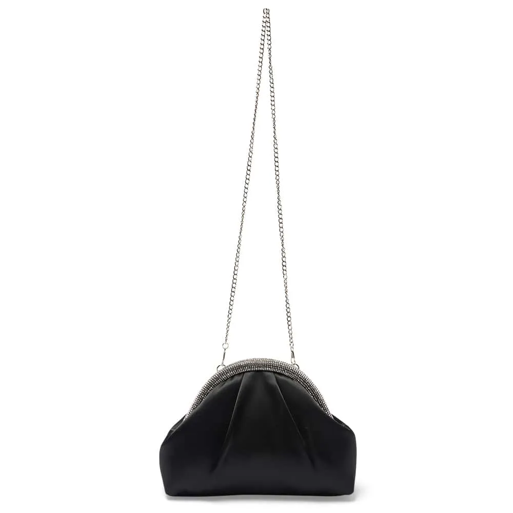 Jane Clutch in Black Satin