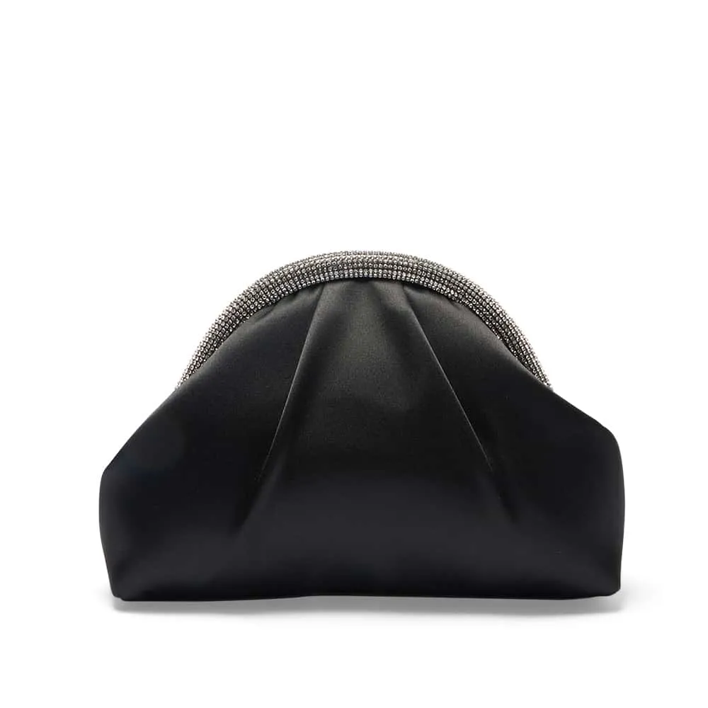 Jane Clutch in Black Satin