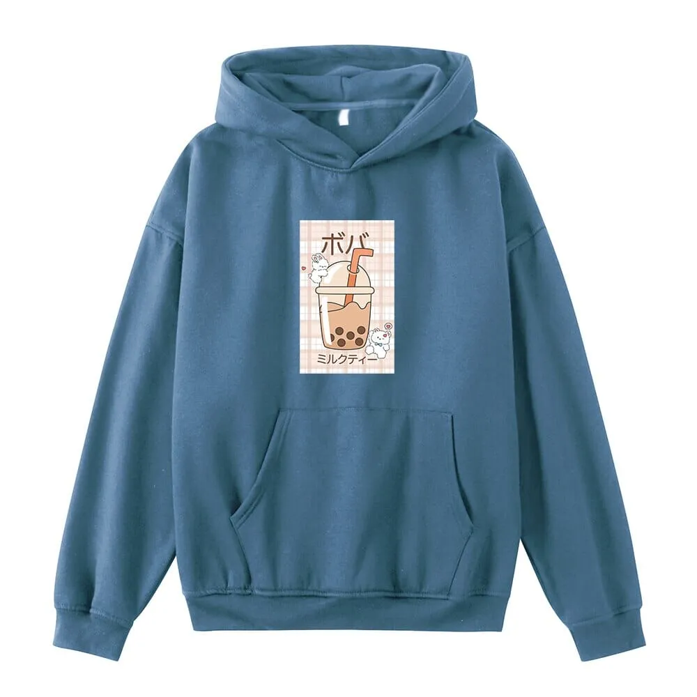 Kawaii Boba Milk Tea Oversized Soft Hoodies