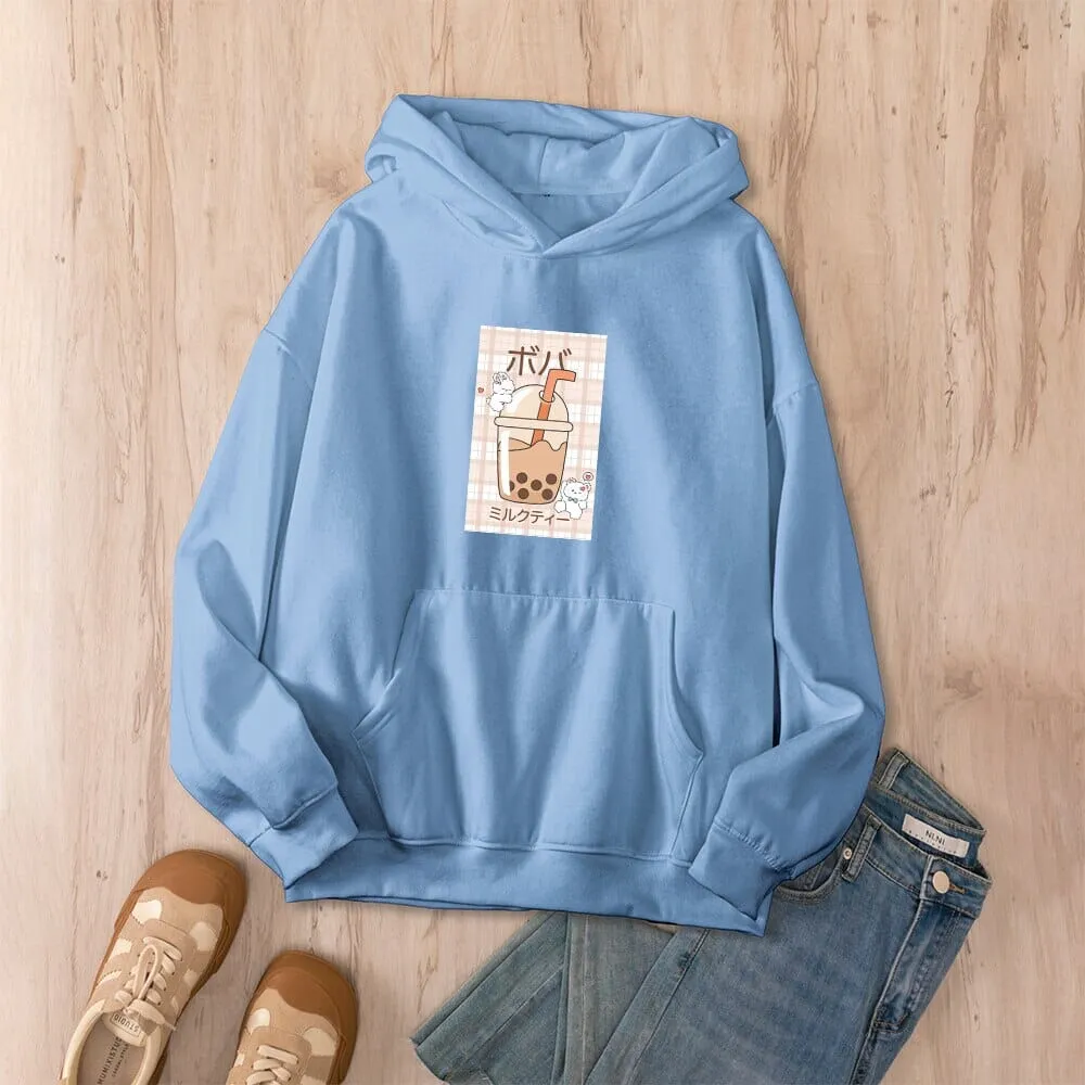 Kawaii Boba Milk Tea Oversized Soft Hoodies