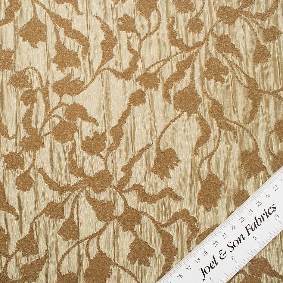 Khaki Floral Jacquard Crepe