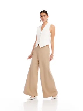 LILY WIDE LEG PANT - KHAKI