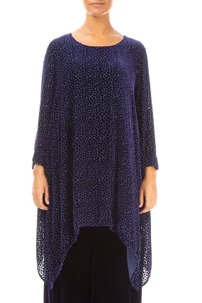 Longer Edge Devoré Dot Purple Silk Velvet Tunic