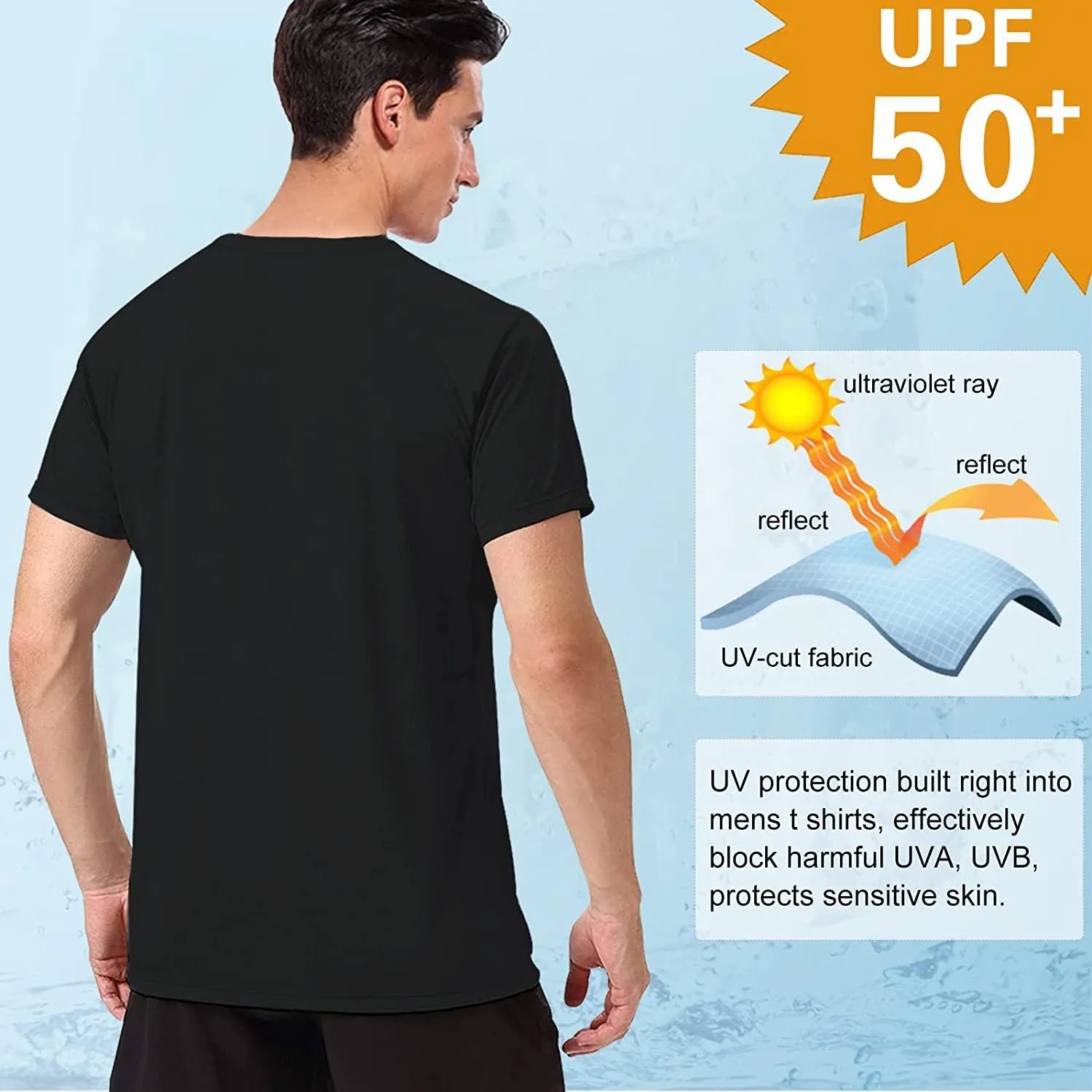 Men's Swim Shirts Rash Guard UPF 50  Sun Protection Shirt Quick Dry SPF Short Sleeve Workout Fishing Running T Shirts