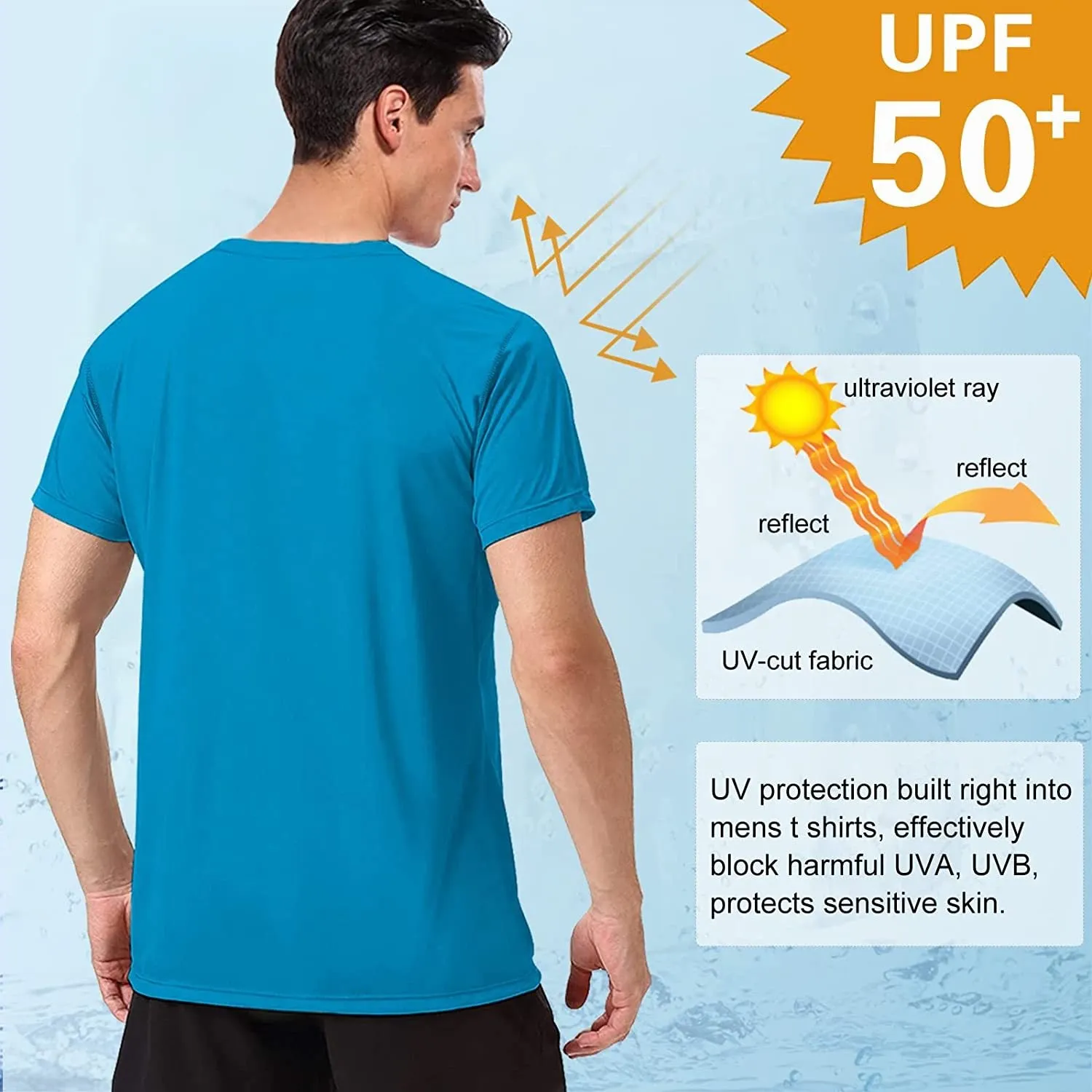 Men's Swim Shirts Rash Guard UPF 50  Sun Protection Shirt Quick Dry SPF Short Sleeve Workout Fishing Running T Shirts