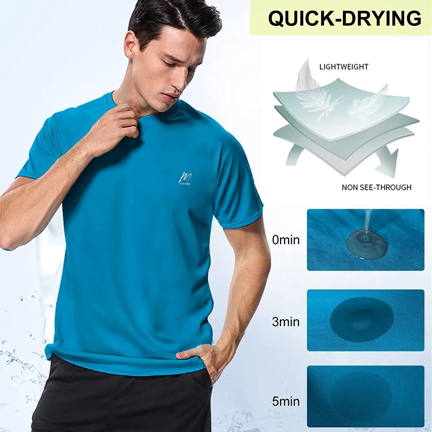 Men's Swim Shirts Rash Guard UPF 50  Sun Protection Shirt Quick Dry SPF Short Sleeve Workout Fishing Running T Shirts