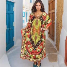 Mia colourful Kaftan Dress Free size