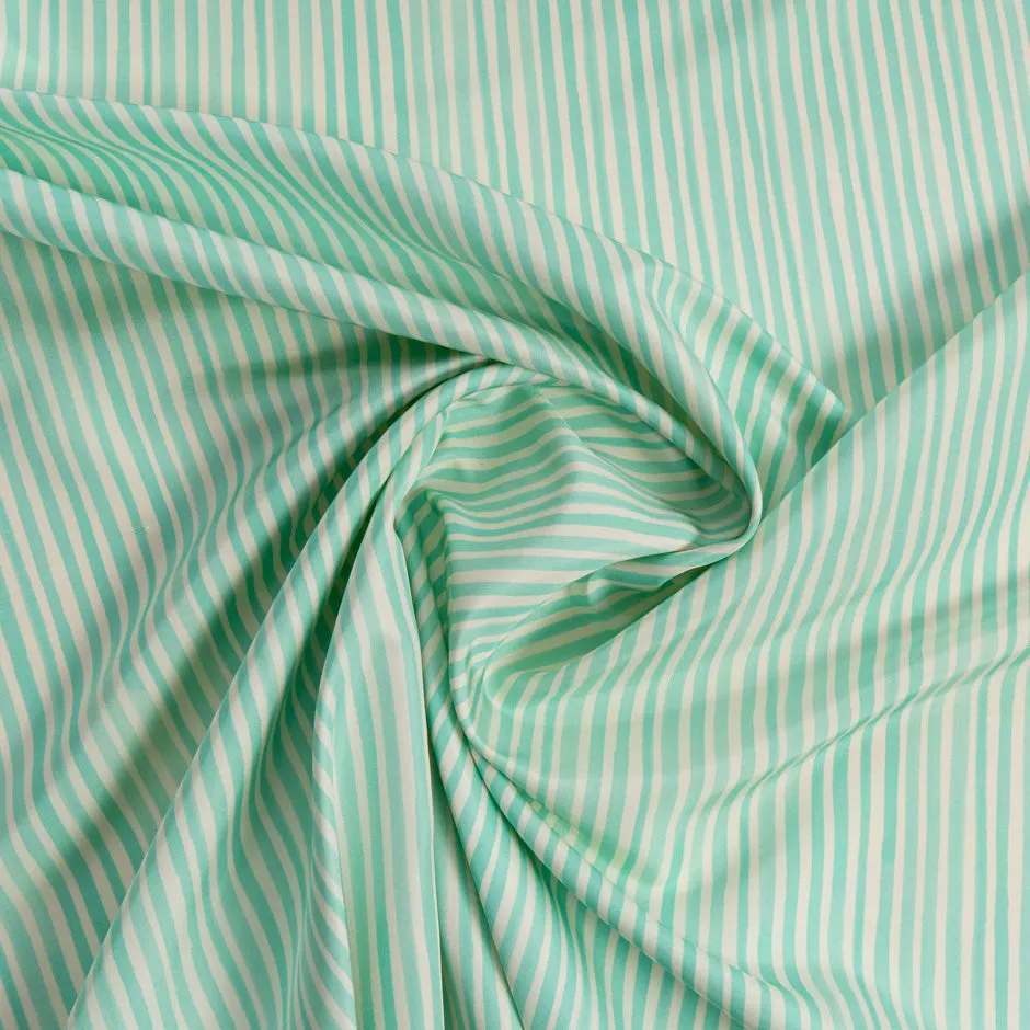 Mint Green 'Striped' Pure Silk Cream Faille