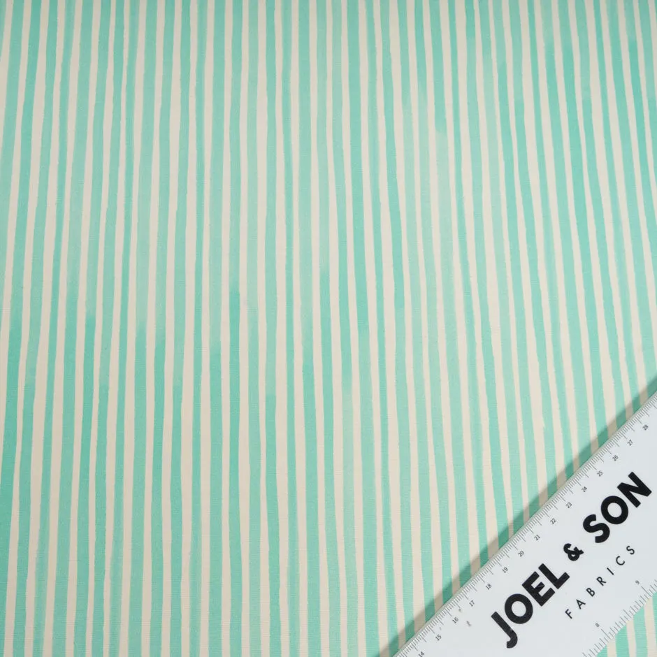 Mint Green 'Striped' Pure Silk Cream Faille