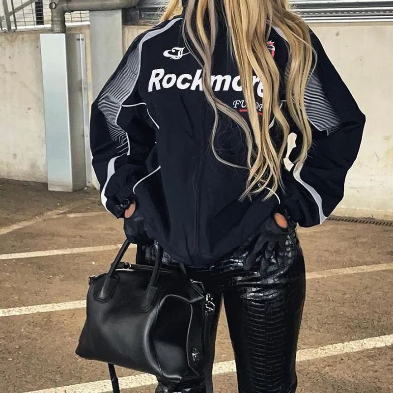 Motorcycle Letter Printed Woven Jacket