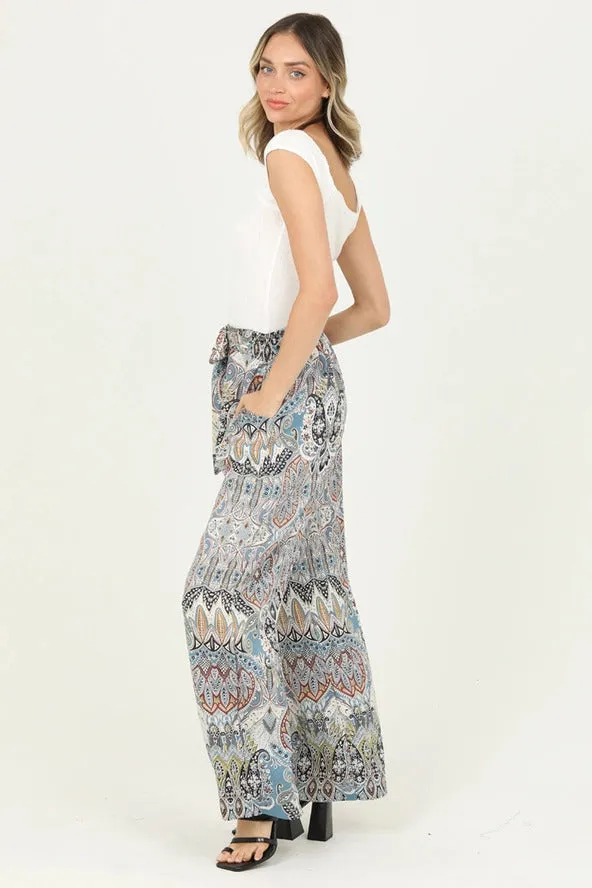 Paisley Tie Front Pants