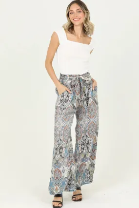 Paisley Tie Front Pants