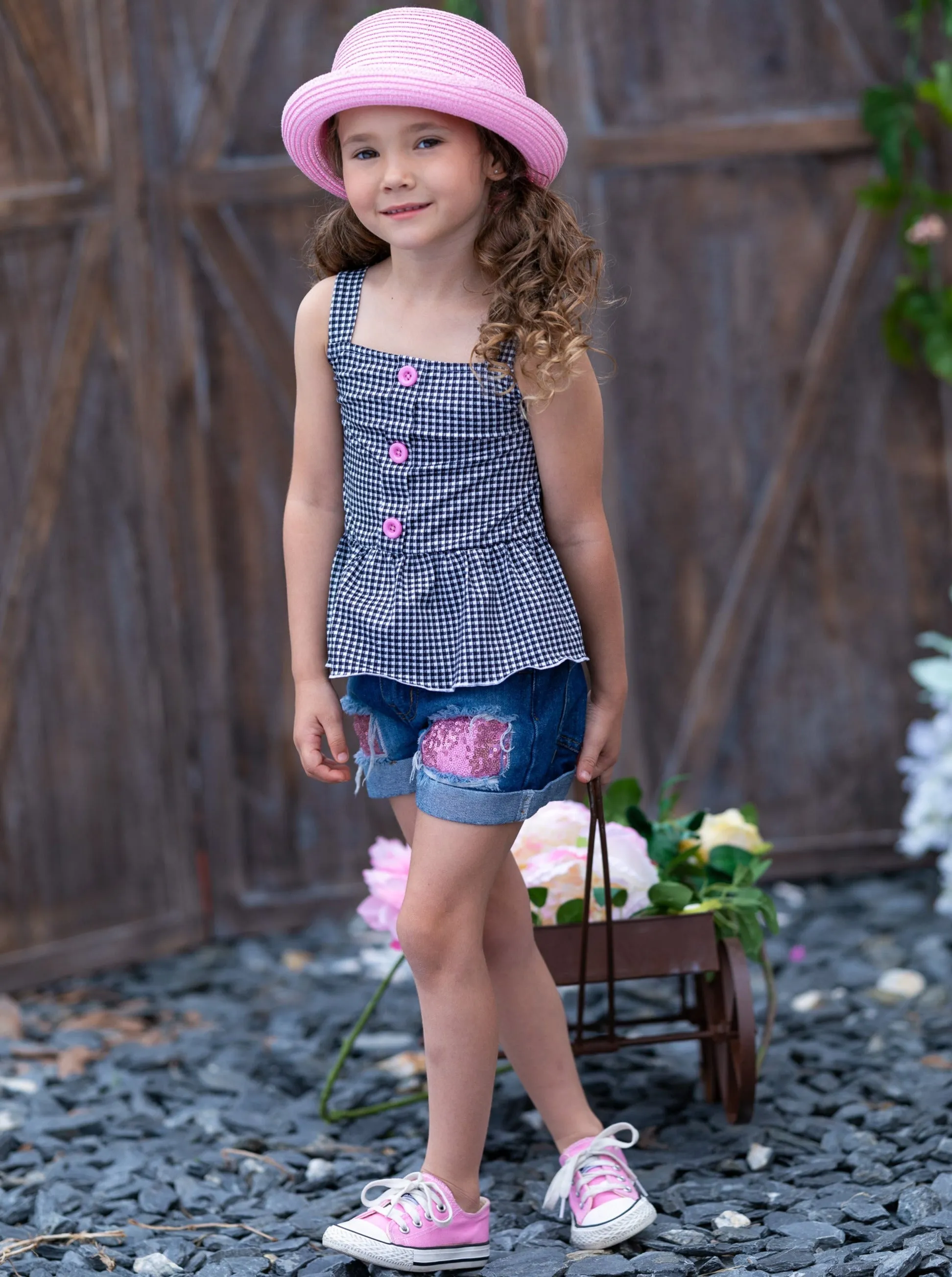 Precious Moments Patched Denim Shorts Set