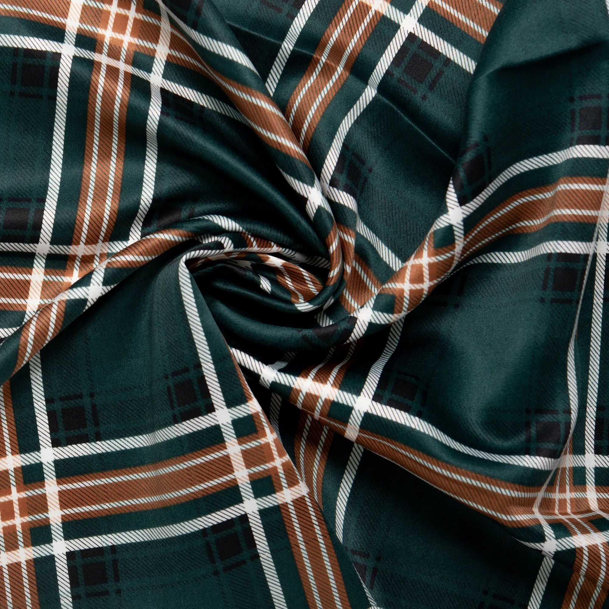 Printed Satin Velvet - CHARLOTTE - Plaids - Green